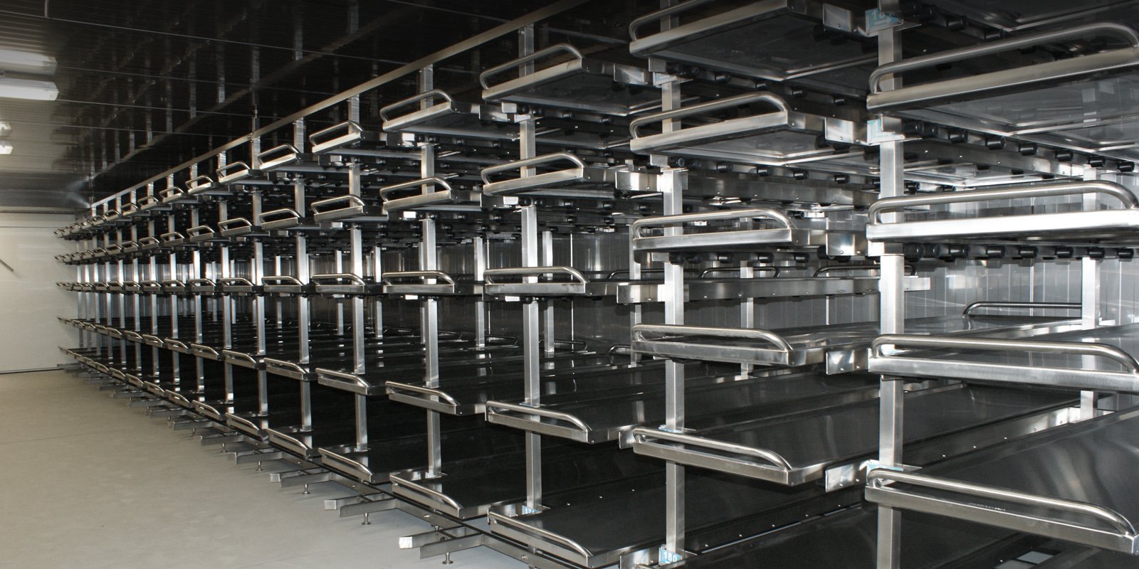Refrigeration and freezing chambers in racks system